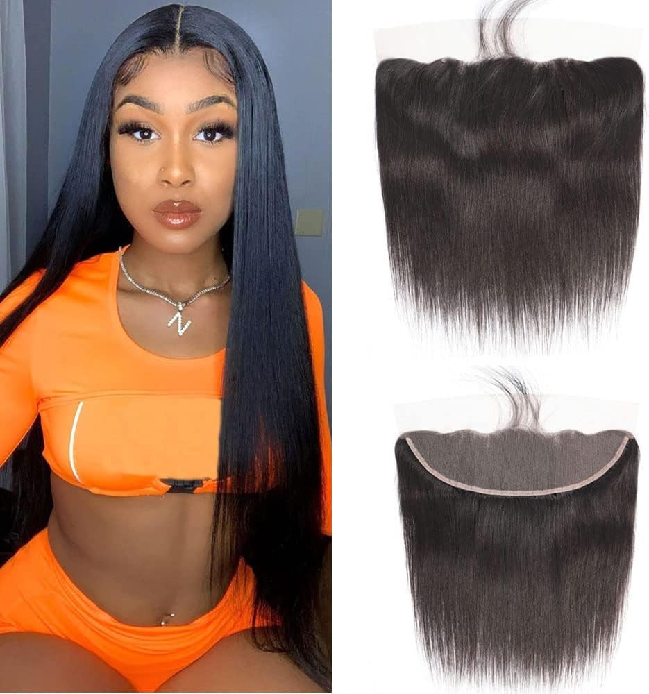 TOOCCI 13*4 Top Lace Frontal Wig Brazilian Straight Virgin Hair Closure Natural 