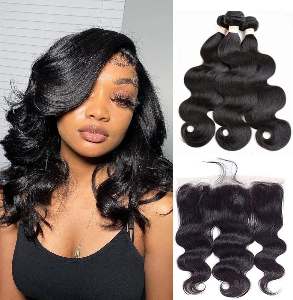 TOOCCI 3 Brazilian Weave Bundles with Frontal Brazilian Hair Wig Human Hair Lace