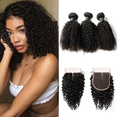 TOOCCI 3 Brazilian Weave Bundles with Closure Human Hair Weave Wig Brazilian Hai