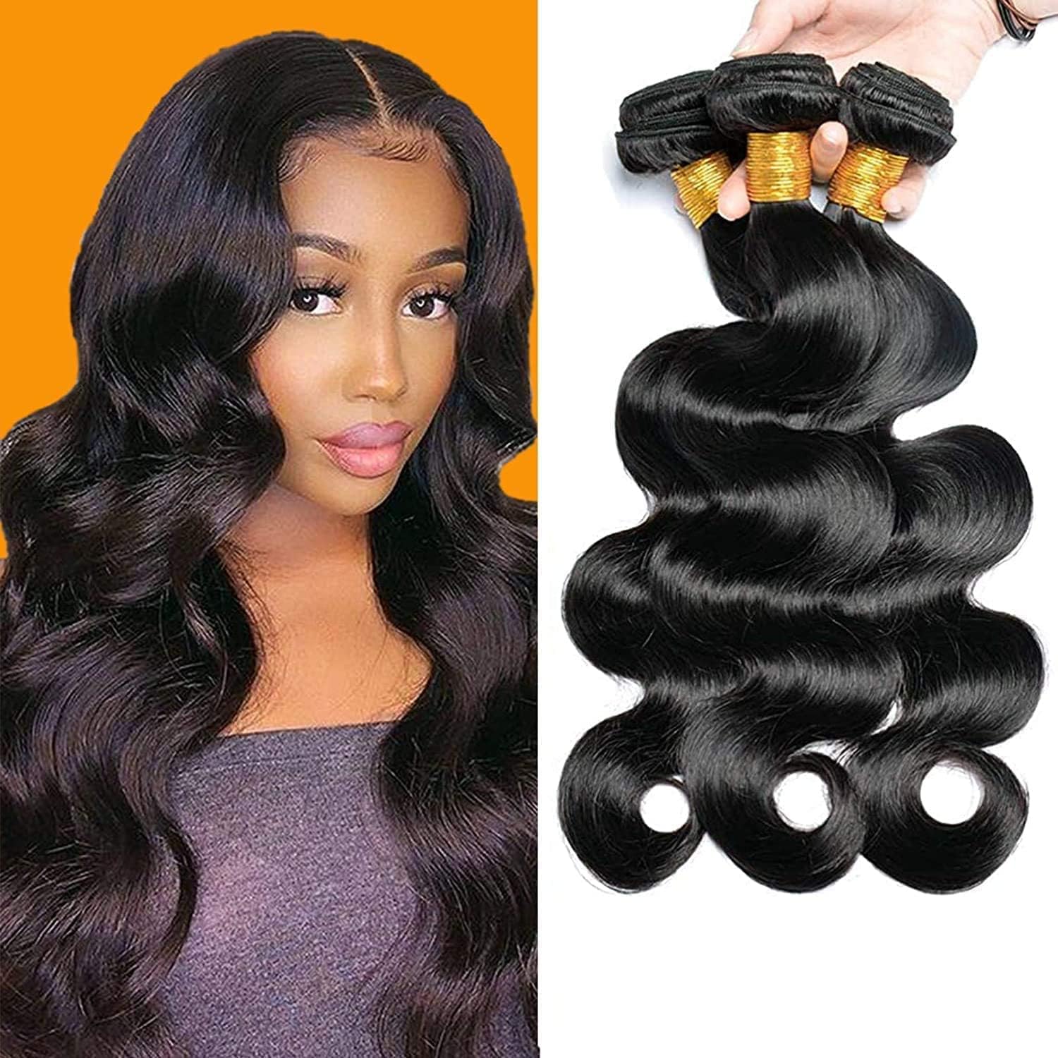 SingleBest Wig Brazilian Wavy Hair Natural Weave Human Hair 8" 8" 8"