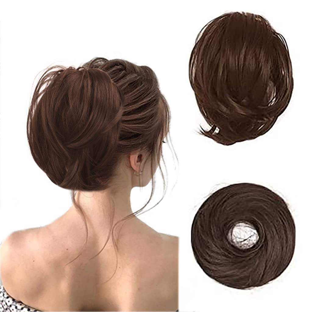BARSDAR Hair Bun Ponytail Extension, Straight Synthetic Hairpiece Fully Short Po