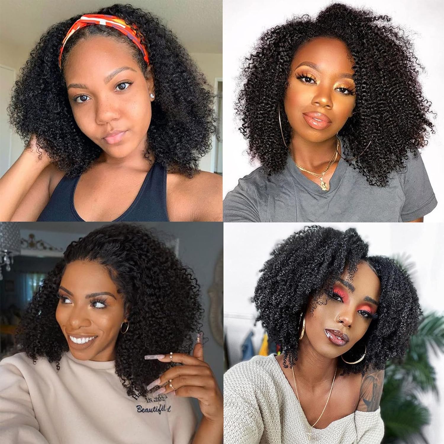 Luwigs Afro Kinky Curly 4B 4C Hair Extensions One Bundle Hair Weave Human Hair B
