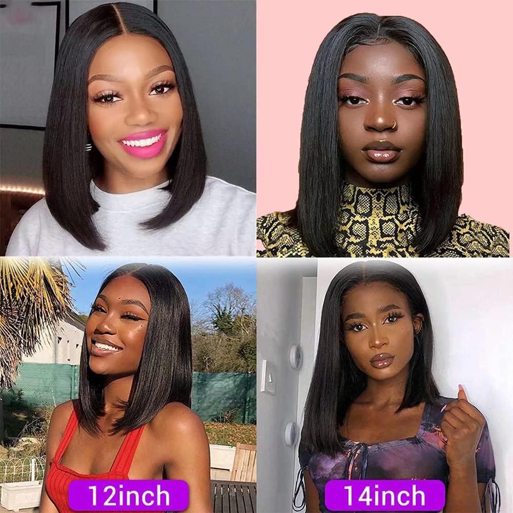 Brazilian Women's Wig Human Hair Natural Virgin Short Bob 13*4 Lace Wig Natural